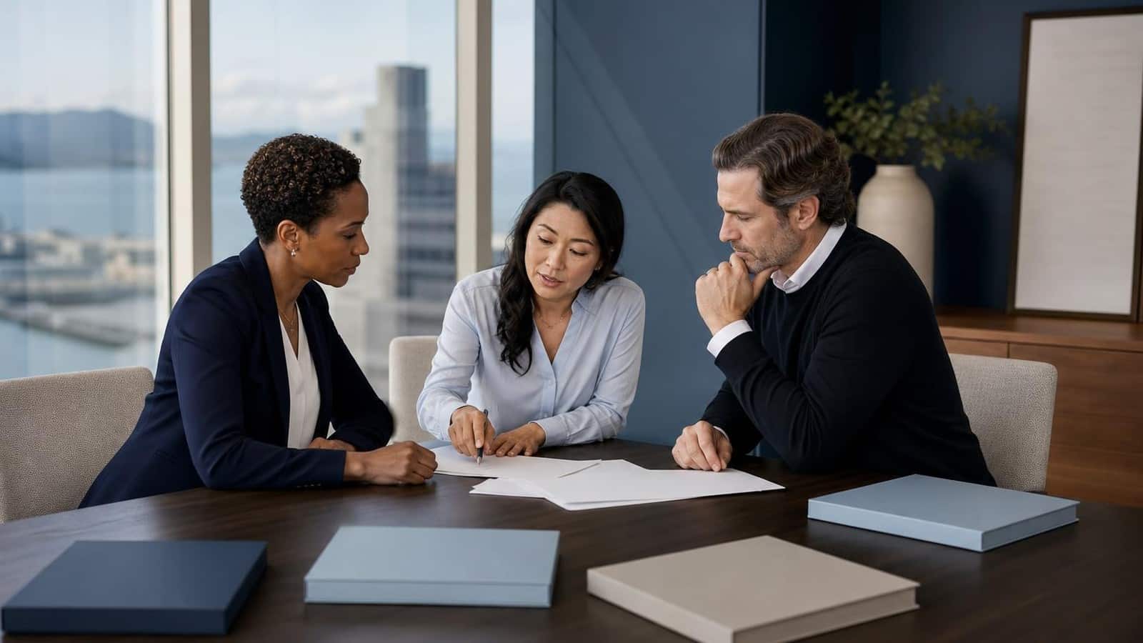 Employee handbook translation services team reviewing multilingual workplace materials