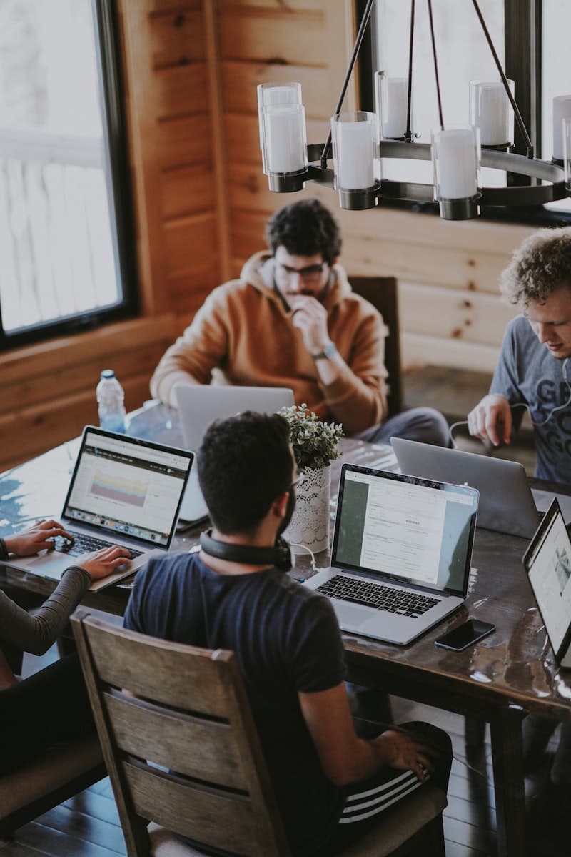 Legal translation team collaborating around a conference table